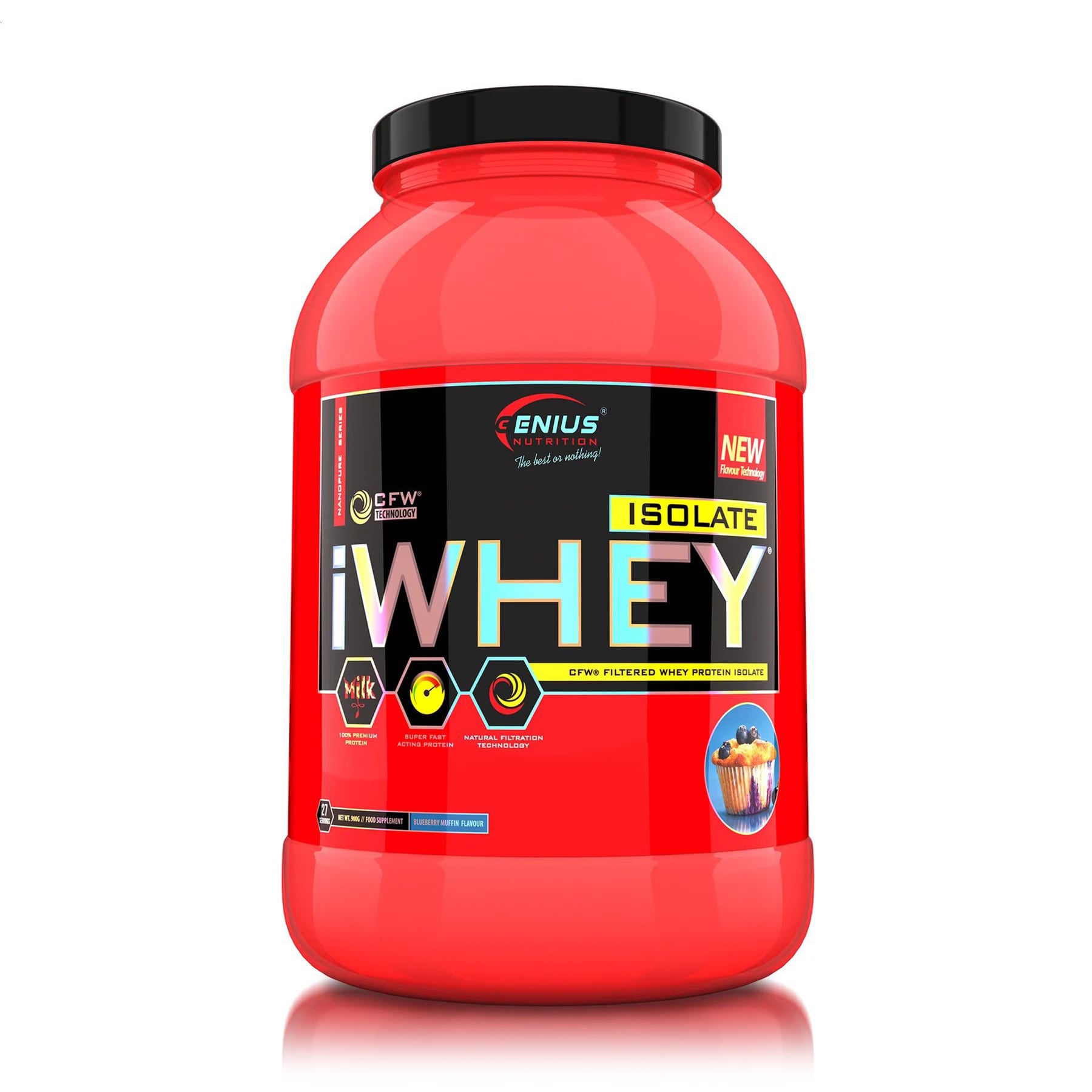 Протеїн Genius Nutrition iWhey Isolate Чорничний мафін, в порошку, 900 г